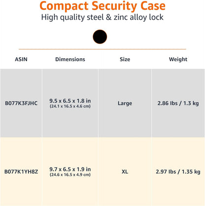 Amazon Basics Portable Security Case Lock Box Safe with Combination Lock for Documents, Valuables, Personal Items, Dorm Room, Home, Large, Black