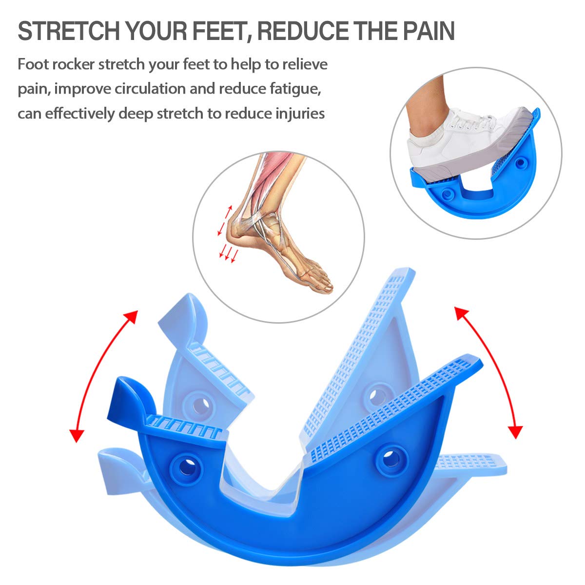 Foot Rocker Calf Stretcher Ankle Plantar Board for Achilles Tendonitis, Muscle Stretch, Feet and Shin Splint Pain Relief - Improve Calf Flexibility, Ankle Mobility - Rose