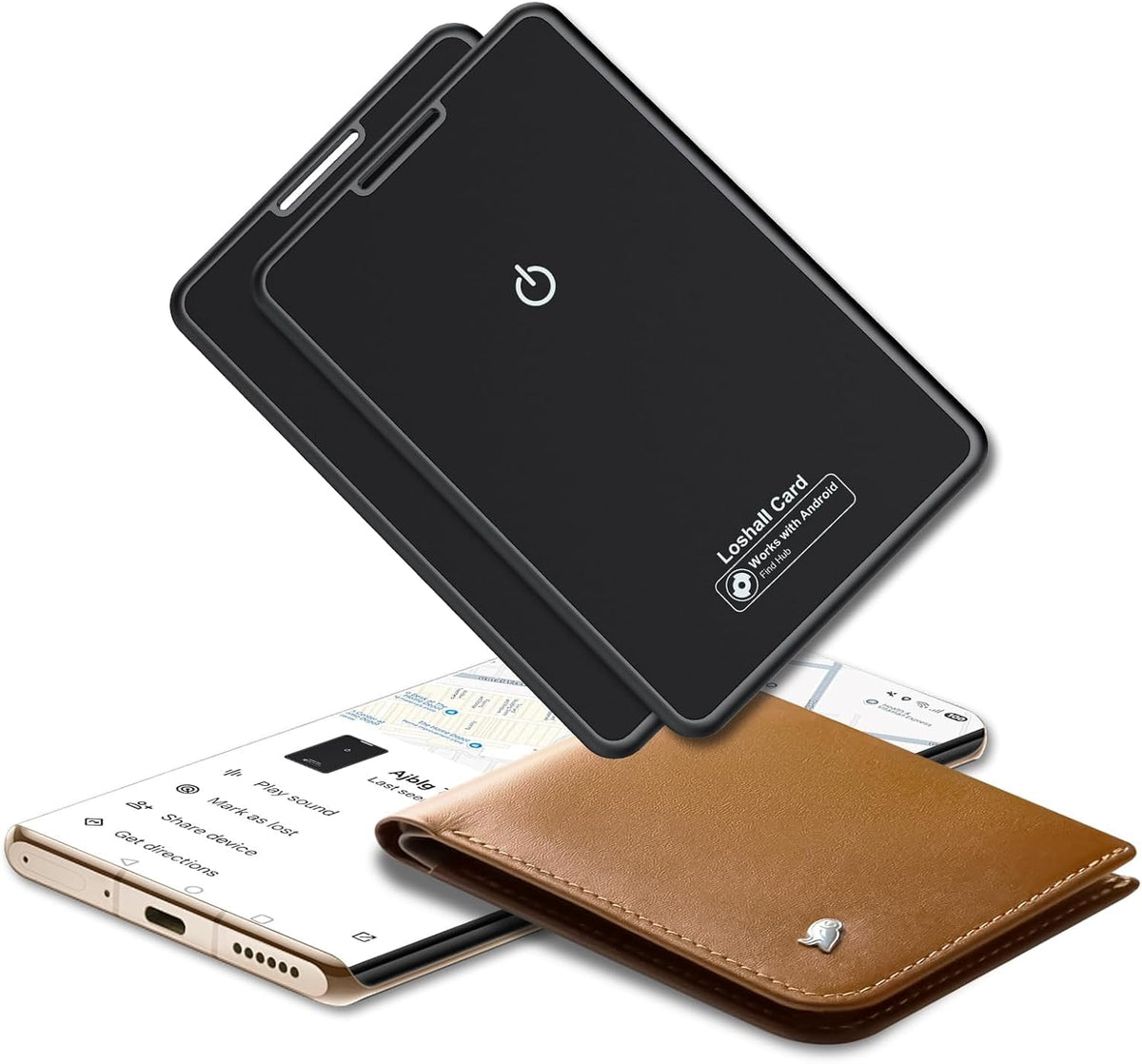 2 Pack Wallet Tracker Card for Android Bluetooth Tracker Work with Google Find Hub(Android Only), IP68 Waterproof, Item Finder for Bags, Keys, Passport