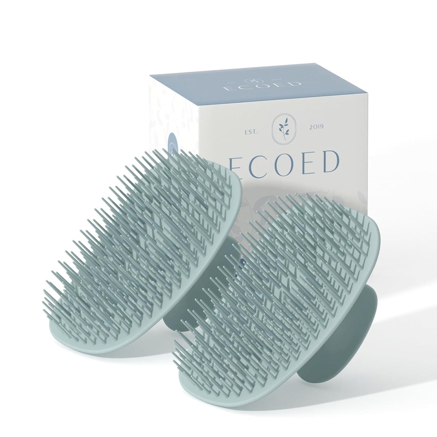 Ecoed 2 PC Scalp Massager Shampoo Brush, Scalp Scrubber & Exfoliator for Dandruff Removal, Wet & Dry Hair and Detangler for Men and Women, Suitable for Short Medium Hair (Natural)