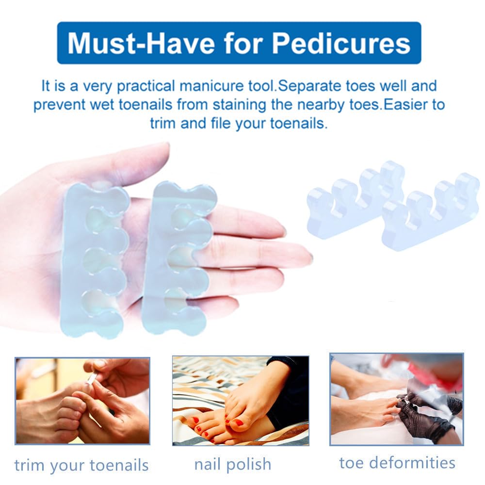 Pedicure Toe Separators for Bunion & Nail Polish Orthopedic Gel Toenail Dividers, Soft Gel Pedicure Kit Suitable for Salon Supplies, Beauty Tools for Toenail Separation