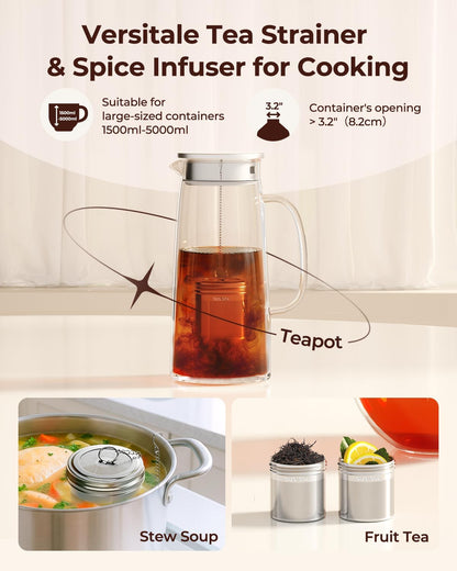 2 Pack Reinmoson Large Tea Infuser for Loose Tea & Spice Infuser for Cooking, 2.1” x 2.9” Extra Fine Mesh Large Tea Strainers, 304 Stainless Steel Loose Leaf Tea Steeper for Black Tea, Rooibos, etc