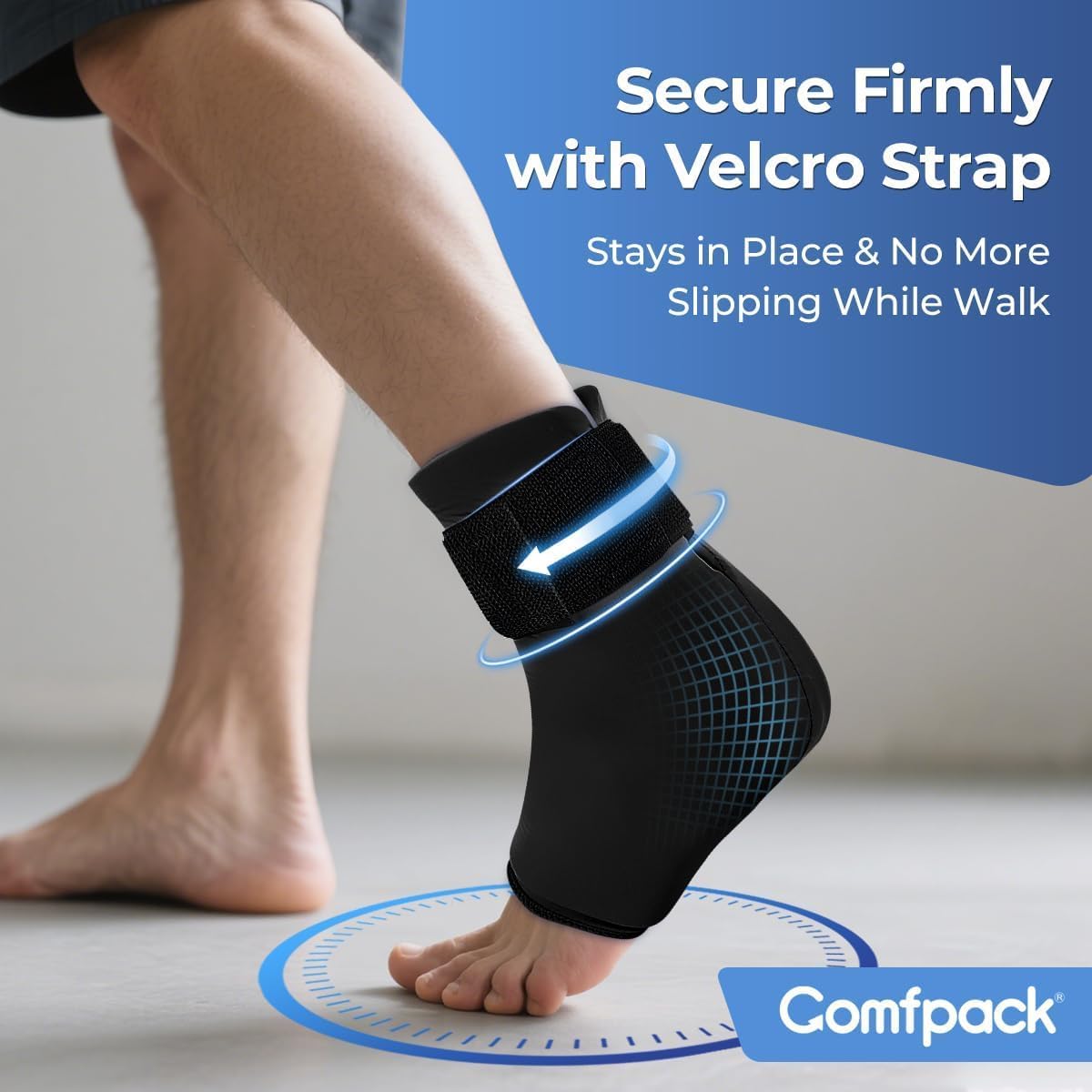 Comfpack Ankle Ice Pack Wrap for Swelling, Reusable Foot Ice Pack Wrap, Hot & Cold Therapy Compression Sleeve for Plantar Fasciitis Relief, Achilles Tendonitis, Sprain, Heel Pain, Sprained