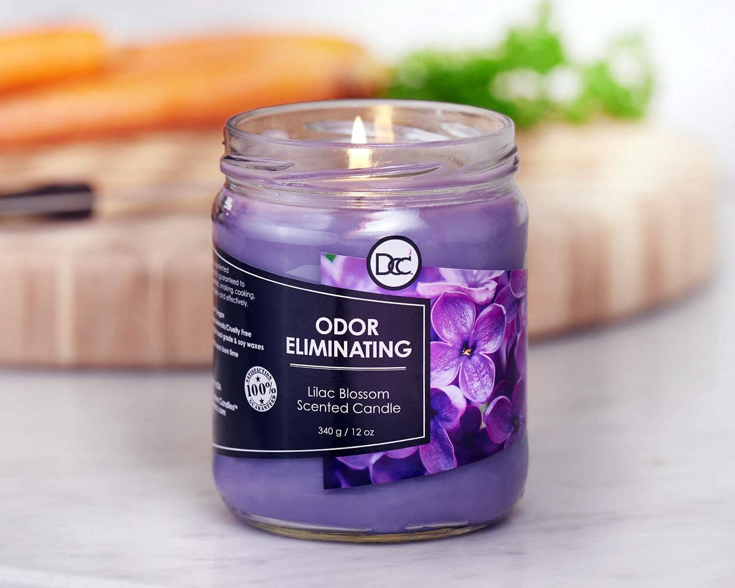 Vanilla Bean Odor Eliminating Highly Fragranced Candle - Eliminates 95% of Pet, Smoke, Food, and Other Smells Quickly - Up to 80 Hour Burn time - 12 Ounce Premium Soy Blend - Colors A