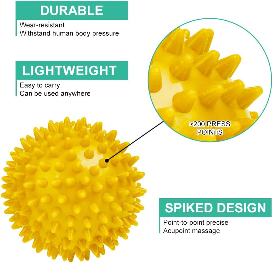 URAQT Spiky Massage Ball Set, 2 Pack Physical Therapy Massage Balls, Hard Lacrosse Ball & Spiky Massage Ball for Myofascial Release and Trigger Point Deep Tissue Massage (Blue)