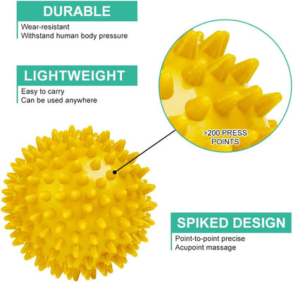URAQT Spiky Massage Ball Set, 2 Pack Physical Therapy Massage Balls, Hard Lacrosse Ball & Spiky Massage Ball for Myofascial Release and Trigger Point Deep Tissue Massage (Blue)