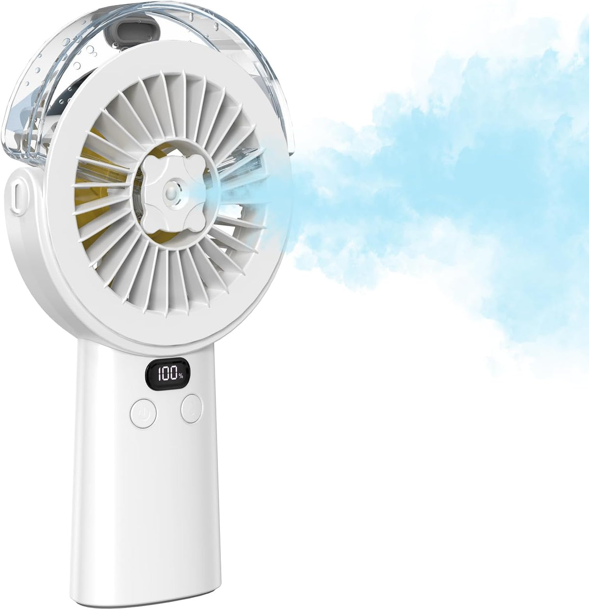 BQSS Handheld Misting Fan Portable for Travel Home Office Outdoor, White