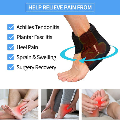 Comfpack Ankle Ice Pack Wrap for Swelling, FSA Eligible, Heel Ice Pack for Pain Relief, Hot Cold Therapy Cold Pack for Plantar Fasciitis, Achilles Tendonitis, Ankle Sprain, Foot Pain, Black