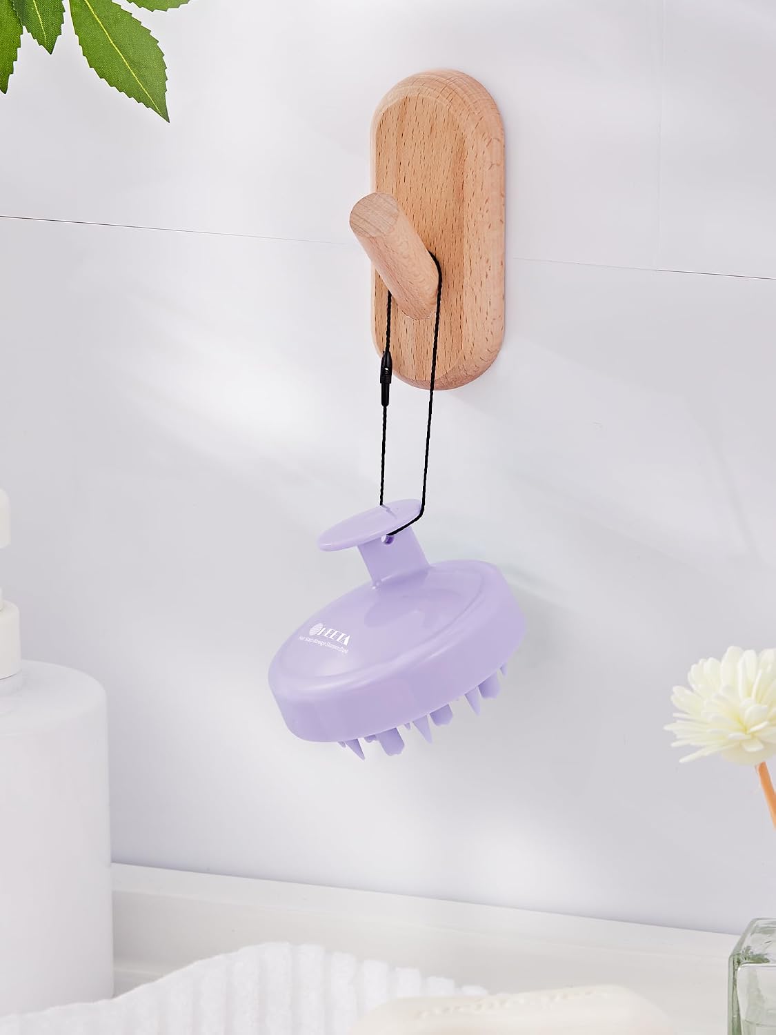HEETA Hair Scalp Massager for Hair Growth, Shampoo Brush, Scalp Scrubber Exfoliator with Soft Silicone Bristles for Dandruff Removal to Relieve Stress, Wet Dry Use Updated Material, Beige