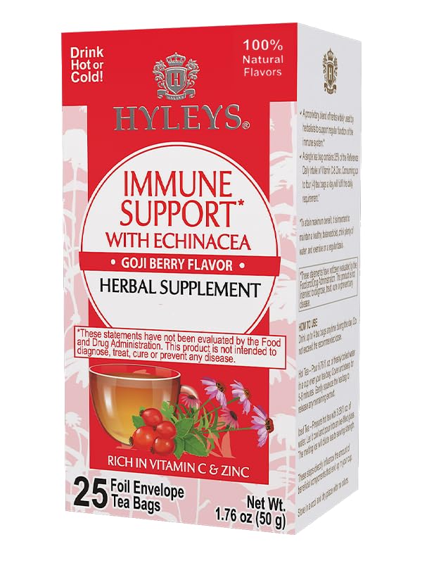 Hyleys Immunity Tea With Echinacea Goji Berry Flavor - 25 Tea Bags (1 Pack) - Support Your Immune System