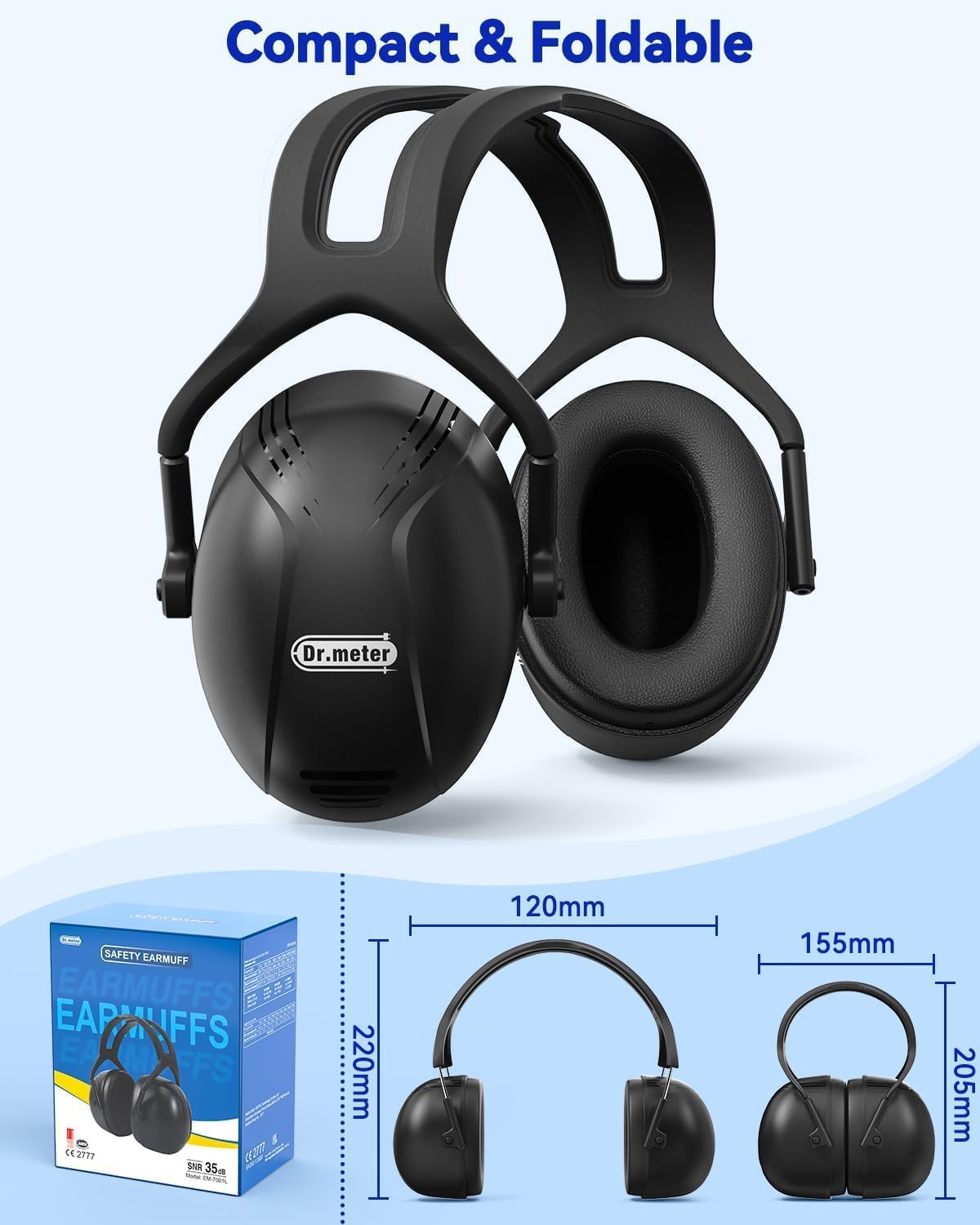 Dr.meter Ear Protection Ear Muffs, Noise Cancelling Headphones for Adults Kids 31dB Earmuffs for Noise Reduction, Hearing Protection for Shooting Gun Range, Mowing, Monster Jam, Sensory, Fireworks