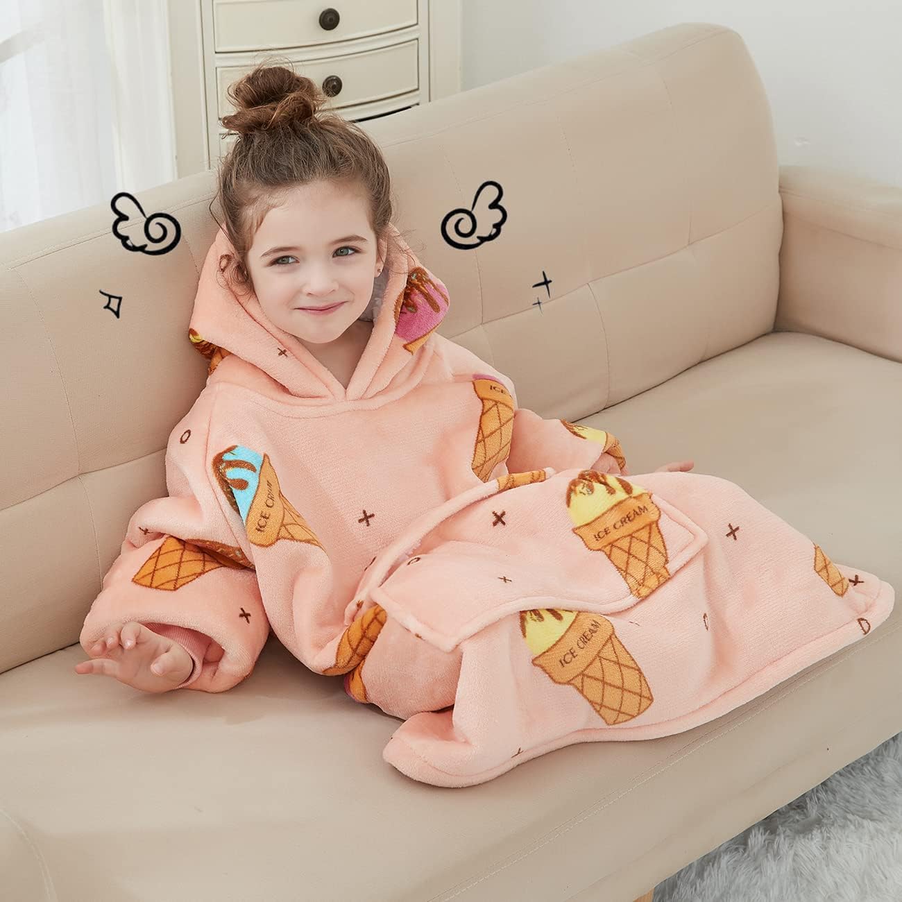 KFUBUO Wearable Blanket Hoodie for Adults Sherpa All Patterns Cat Oversized Sweatshirt Blanket with Pockets for Women