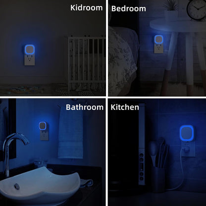 YUNLEX 2 Pack Amber Night Light, Dusk to Dawn Sensor, Warm Glare-Free Reflected Glow, 3-Level Dimmer, Auto On/Off, Plug-in LED Nightlight for Bedroom, Kids, Bathroom, Sleep, Baby Nursery, Toddler