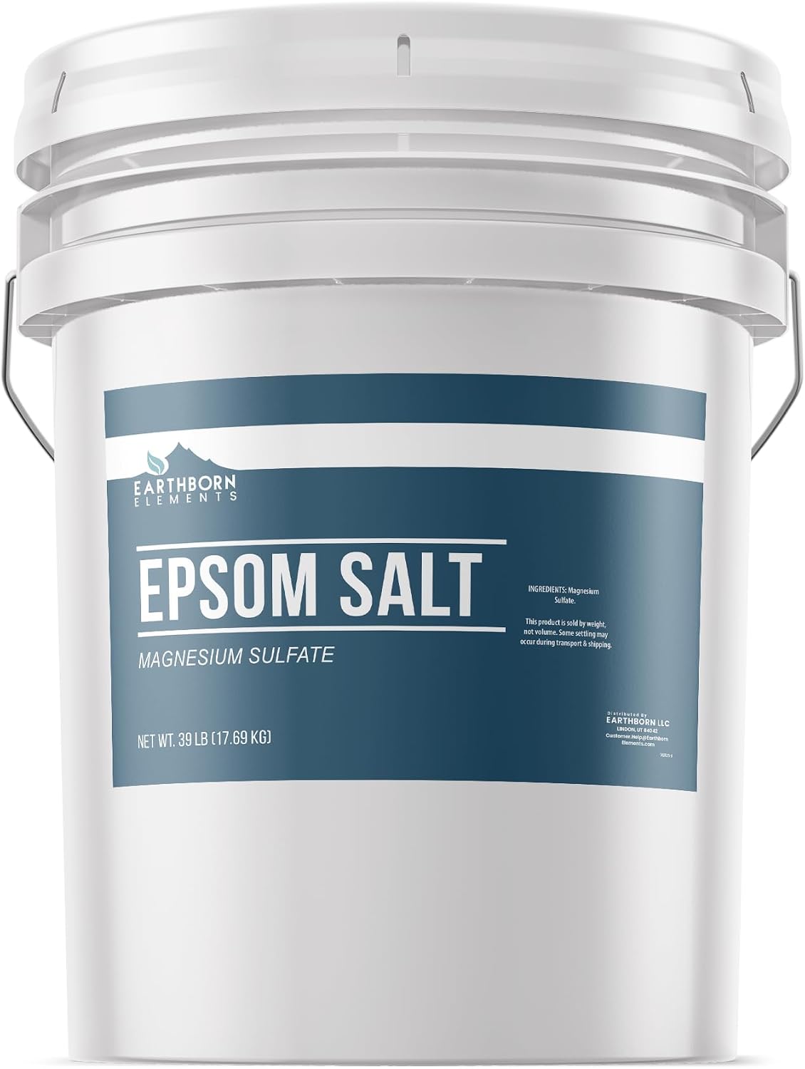 Earthborn Elements Epsom Salt (1 Gallon), Resealable Bucket, Magnesium Sulfate Soaking Solution, All-Natural