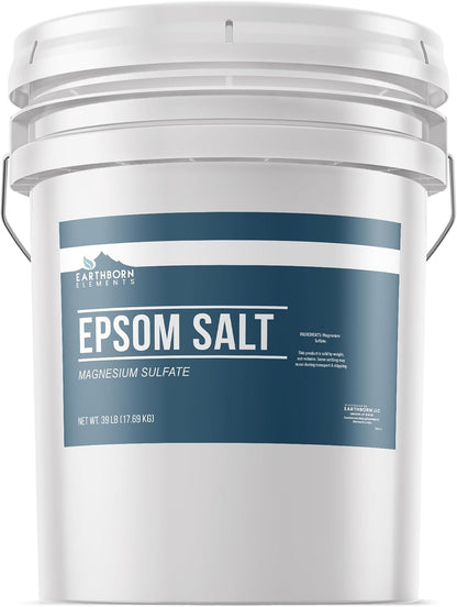 Earthborn Elements Epsom Salt (1 Gallon), Resealable Bucket, Magnesium Sulfate Soaking Solution, All-Natural