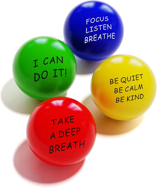 ALMAH Motivational Stress Balls for Kids and Adults (6 Pack), Stress Relief Balls, Hand Exercise Therapy Balls for Anxiety, Fidget, Tension, Manage Anger and Stress
