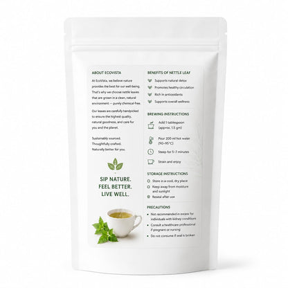 Ecovista Stinging Nettle Leaf 4oz | Dried Nettle Leaves (Urtica Dioica) | Premium Cut & Sifted Herbal Tea | Caffeine-Free | 100% Natural & Pure