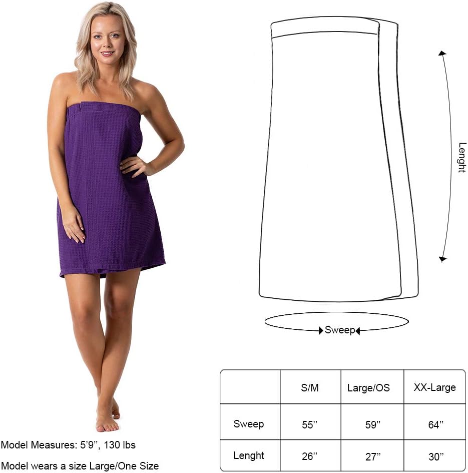 Turkish Linen Women’s Waffle Spa Body Wrap with Adjustable Closure
