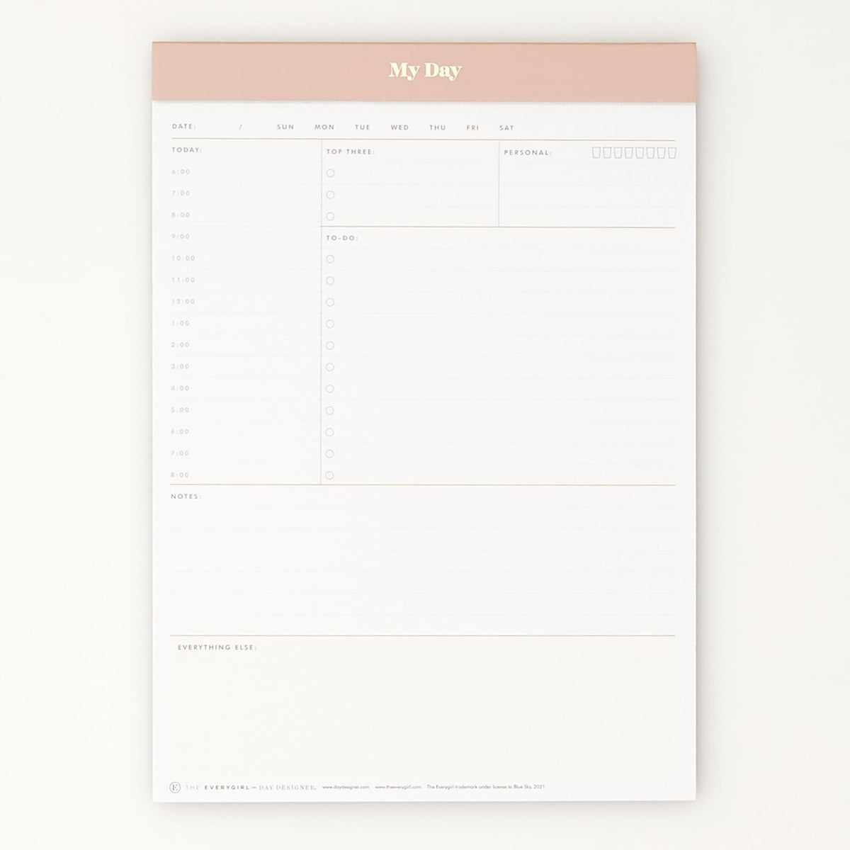 Blue Sky Desk Notes, Undated Daily Notepad, 7"x9", Gray
