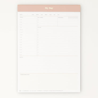 Blue Sky Desk Notes, Undated Daily Notepad, 7"x9", Gray