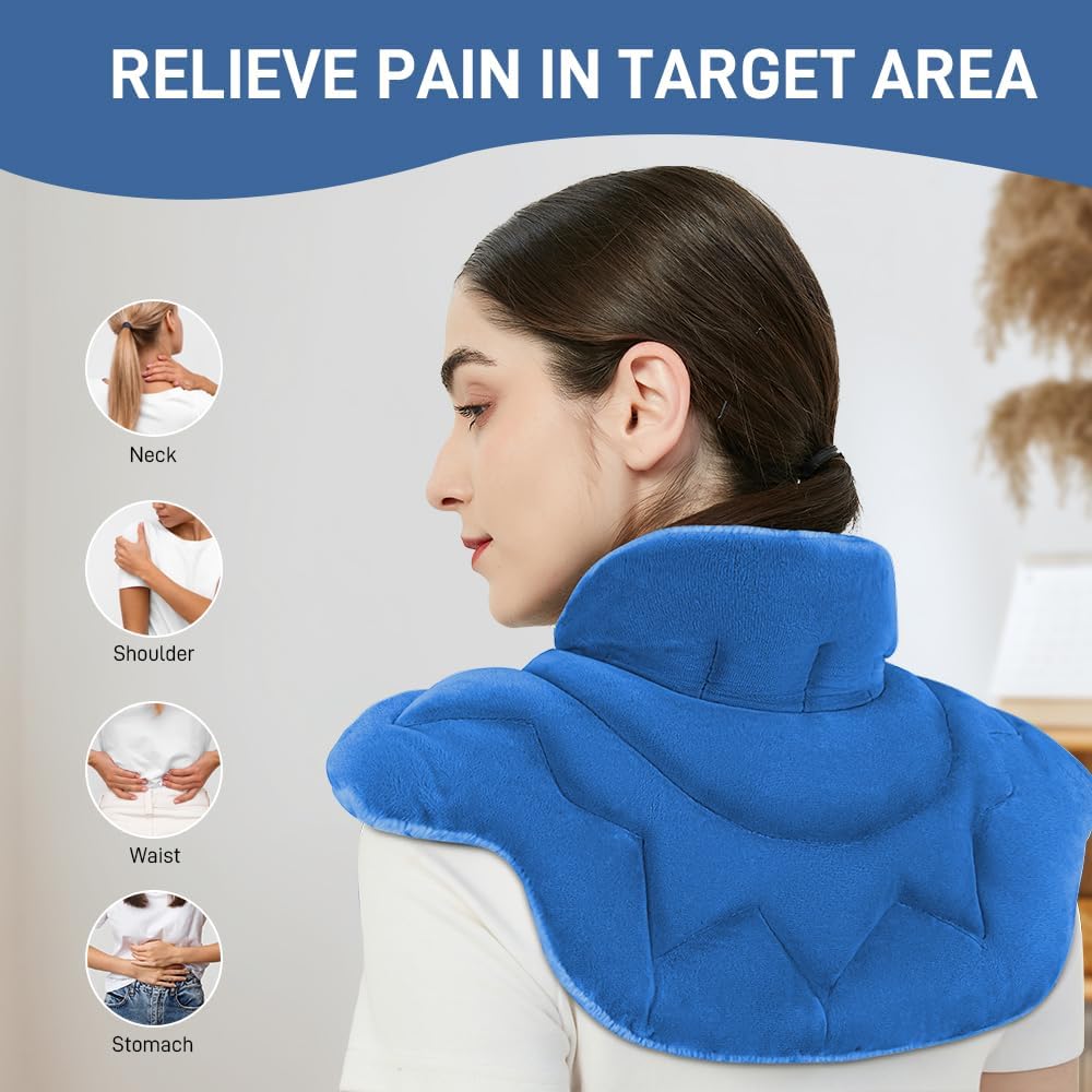 Microwavable Heat Pad for Neck and Shoulders, Weighted Microwave Moist Heating Wrap for Pain Relief Sore Muscle Stress Tension, Heated Wrap with Aromatherapy, Hot & Cold Compress, Grey