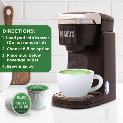 Maud's Instant Matcha Latte Mix, Flavored Drink Mix 10 Servings, 100% Gourmet Blended Tea Leaves, Hot Or Iced Matcha Latte - Just Add Water