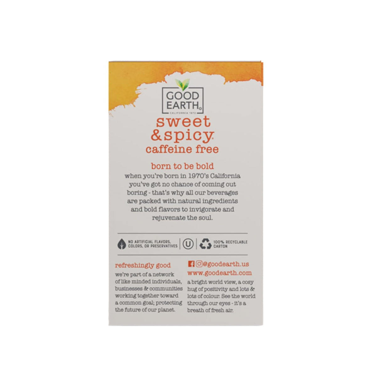 Good Earth Herbal Tea, Sweet & Spicy, Caffeine Free, Packaging May Vary, 18 Count, Pack of 6