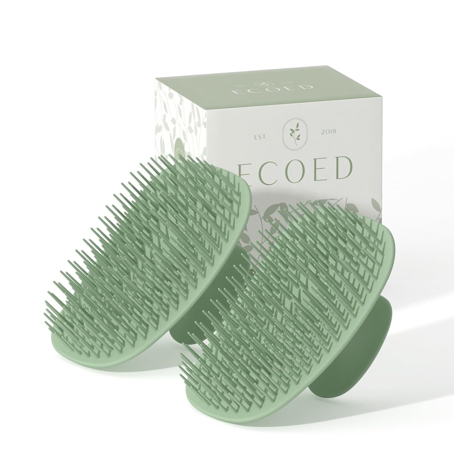 Ecoed 2 PC Scalp Massager Shampoo Brush, Scalp Scrubber & Exfoliator for Dandruff Removal, Wet & Dry Hair and Detangler for Men and Women, Suitable for Short Medium Hair (Natural)
