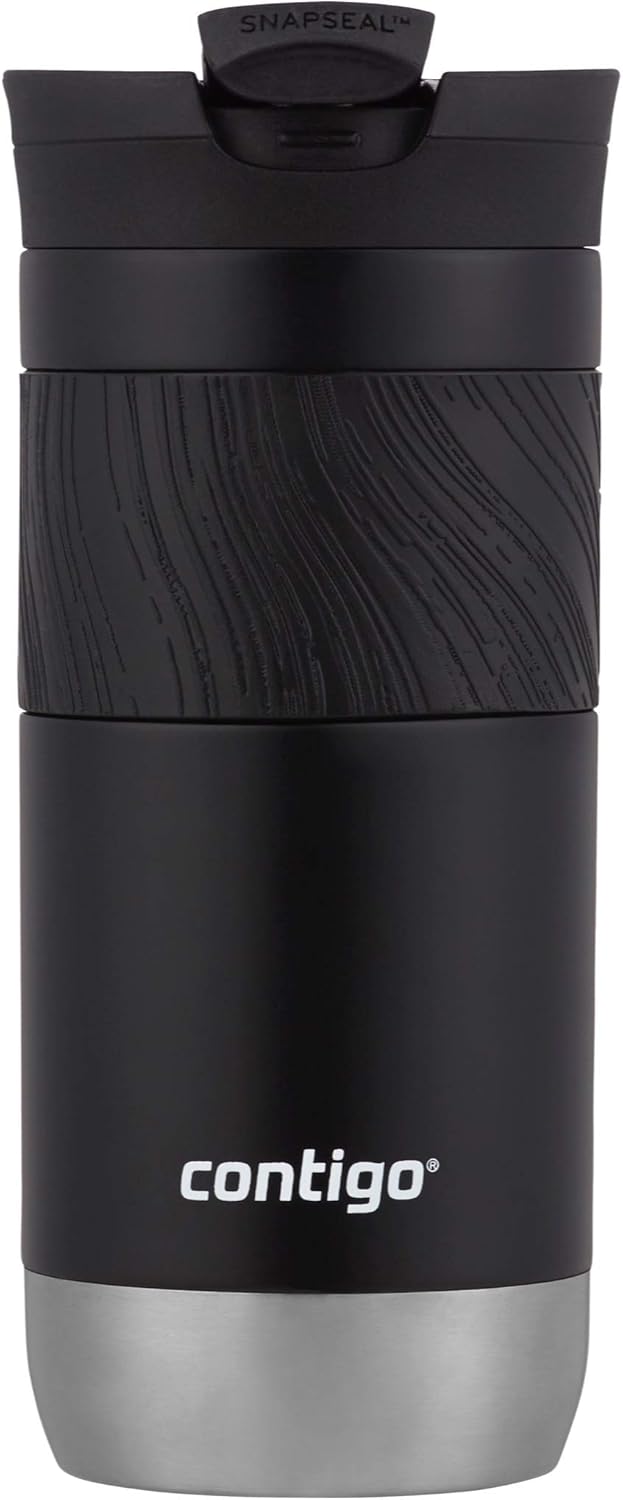 Contigo SNAPSEAL Insulated Stainless Steel Travel Mug with Grip 20oz. Blue Corn Transparent Satin & Midnight Berry