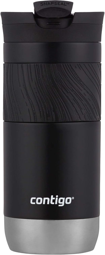 Contigo SNAPSEAL Insulated Stainless Steel Travel Mug with Grip 20oz. Blue Corn Transparent Satin & Midnight Berry