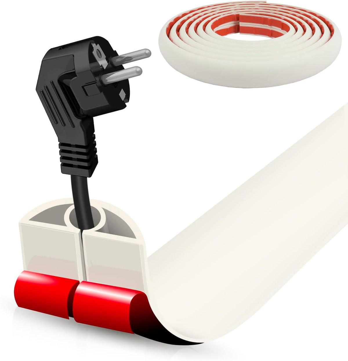 Floor Cord Cover Self Adhesive Cord Hider,10FT Cable Management, Extension Strip Protector for Wires, Prevent Cable Trips for Offices, Gyms, Exhibitions Cavity 0.39"(W) x 0.27"(H) BrownWood