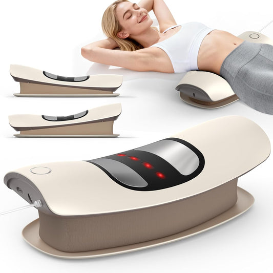 Quadruple Fusion Lower Back Massager for Back & Sciatica Pain Relief, Back Stretcher for Spinal Decompression, Lumbar Traction Device with Rocking Stretch & Height Adjust, Relaxation & Exercise Gift