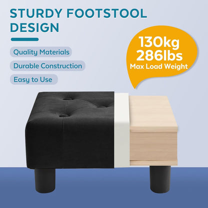 Small Foot Stool Ottoman, Sherpa Footstool Ottoman Foot Rest for Couch, Rectangle Footstools and Ottomans Small for Living Room, Entryway and Bedroom (White)
