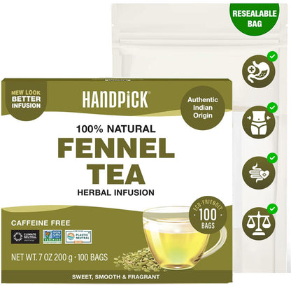HANDPICK Fennel Tea (100 Teabags) Authentic Indian Origin Natural Grown