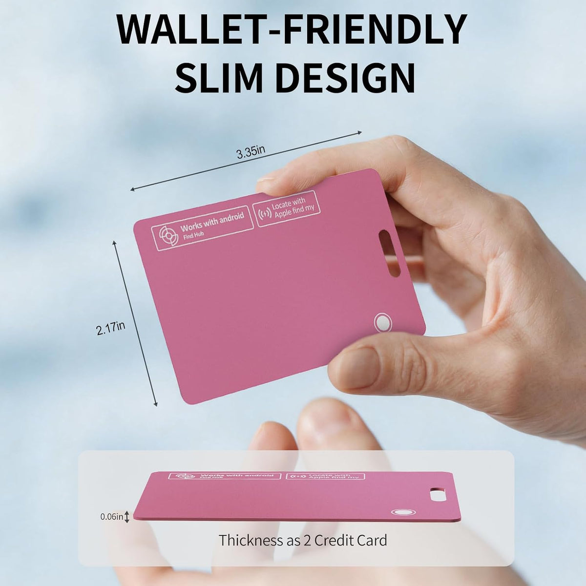 2 Pack Wallet Tracker Card for Apple & Android, Tracking Card for Backpacks
