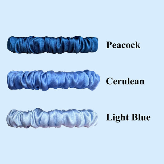 VLOMOT 3 Pcs Set 100% Pure Mulberry Silk Hair Scrunchies (Blue)