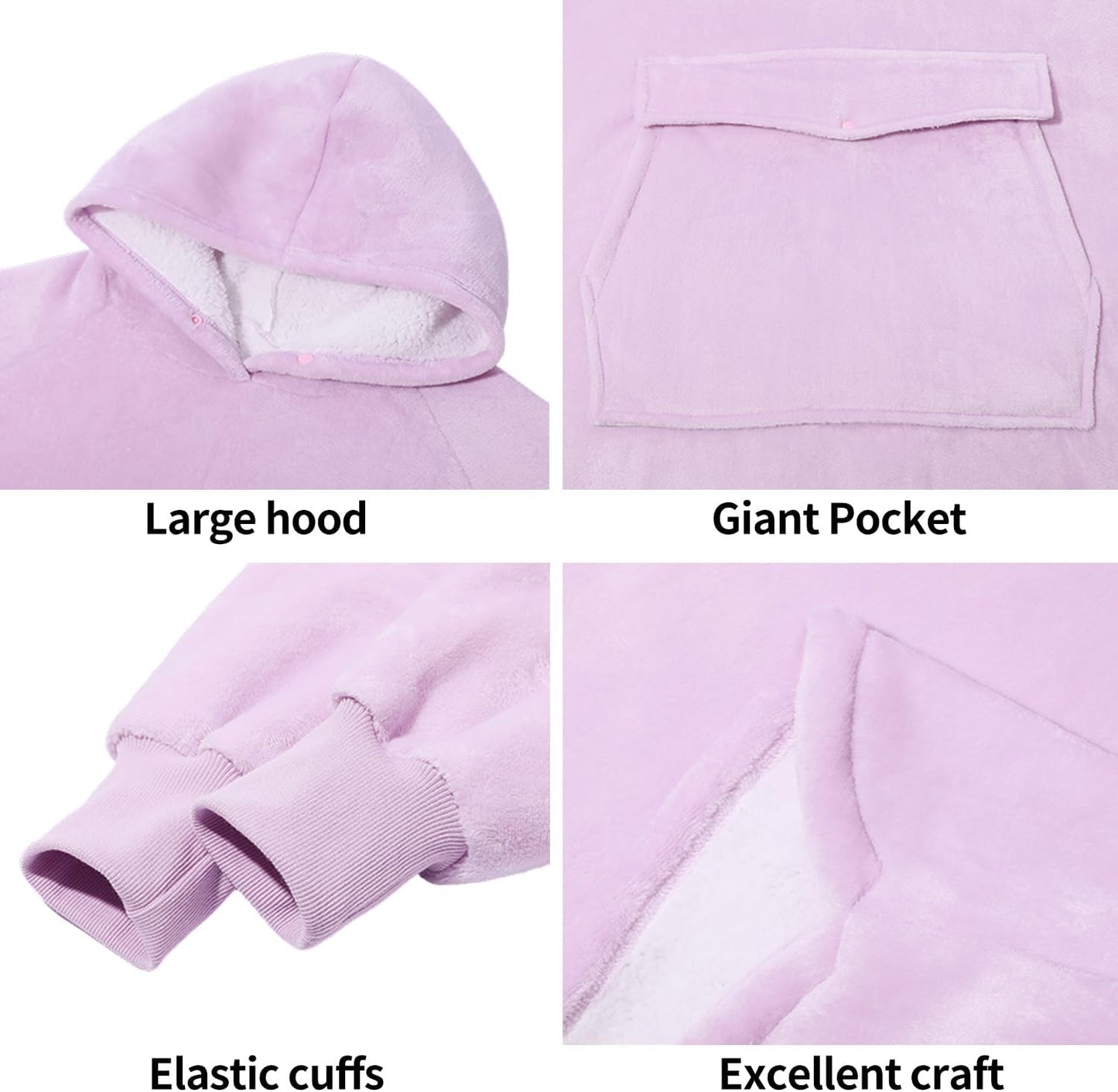 Krifey Wearable Blanket Hoodie, Oversized Sherpa Hooded Blanket for Adults | Soft sherpa fleece with sleeves and pocket; oversized fit for lounging, WFH, camping, Christmas and white elephant gifts.
