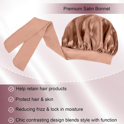 Silk Bonnet for Women, Satin Bonnet for Sleeping, Large Sleep Cap with Elastic Tie Band for Curly Hair