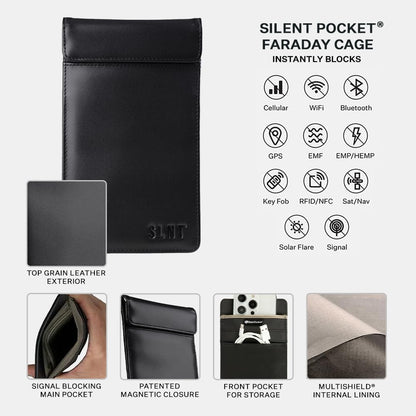 SLNT Faraday Phone Sleeve - Signal Blocking Pouch (Black, Medium)