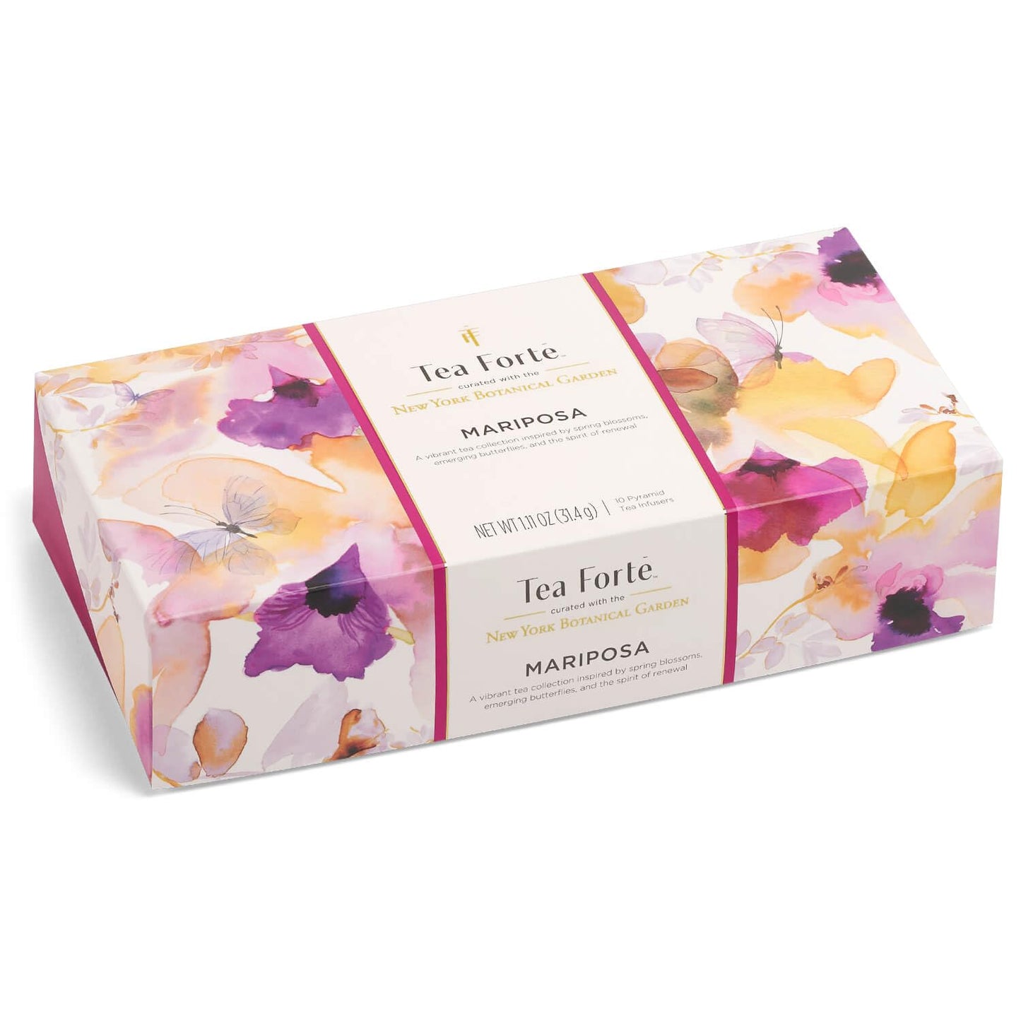 Tea Forte Premium Petite Presentation Box Gift Set Sampler, 10 Count, 2 of Each Blend Individually Wrapped Handcrafted Pyramid Infuser Bags, Demoiselle Tea