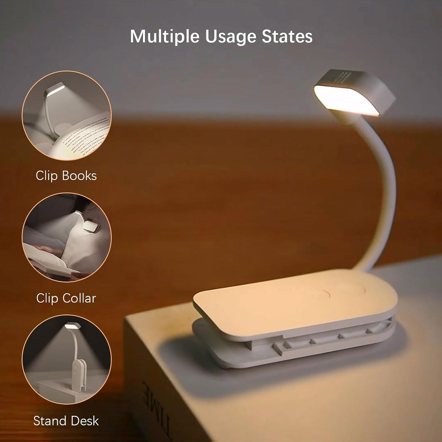 Choudao Rechargeable Book Light, Portable Reading Light,Black