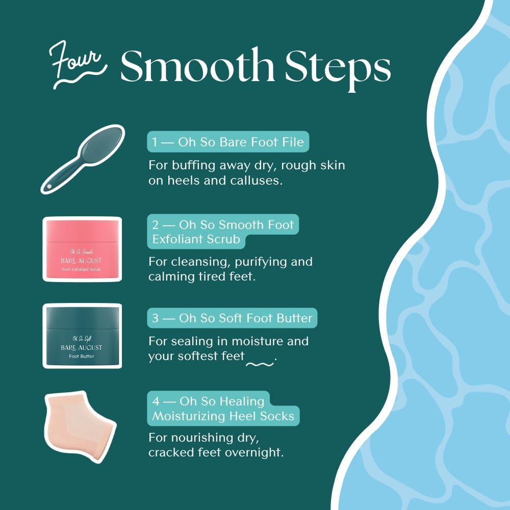 Bare August Glass Foot File Callus Remover- Heel Scraper & in Shower Foot Scrubber Dead Skin Remover - Pedicure Foot Buffer for Soft Feet