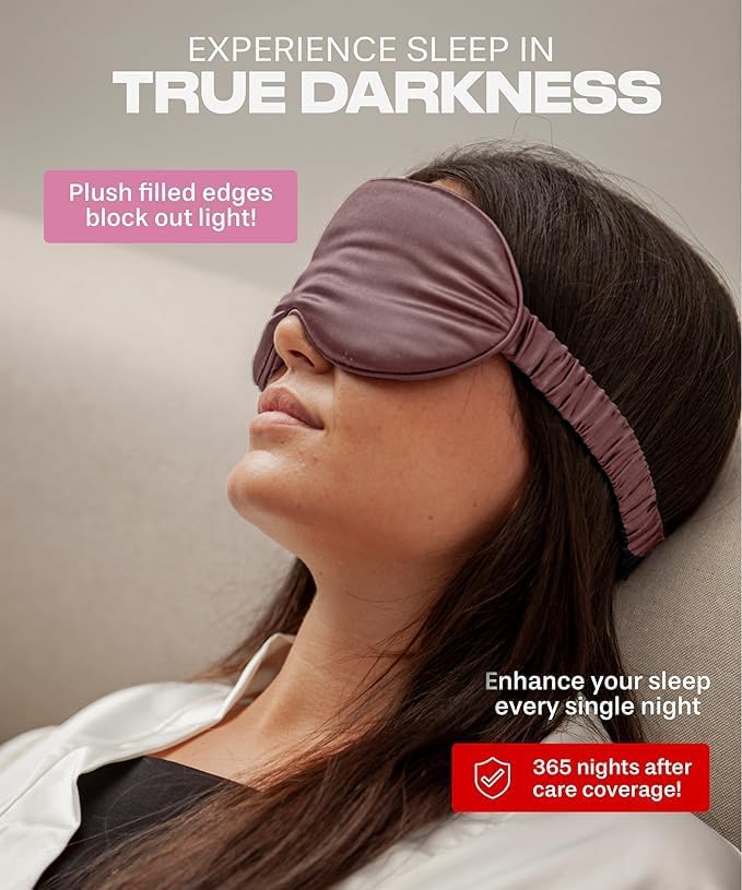 SUNDAYSILKS™ | Adjustable Silk Sleep Mask for Side Sleeper | Cloud-Like Comfort, Weighted for Deep Sleep | Soft Sleep Face Mask for Women & Men, Full Blackout, Cooling Silk Eye Mask for Sleeping