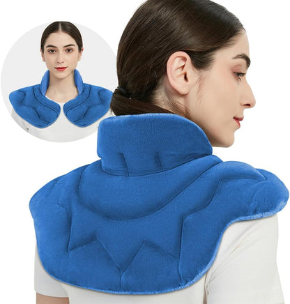 Microwavable Heat Pad for Neck and Shoulders, Weighted Microwave Moist Heating Wrap for Pain Relief Sore Muscle Stress Tension, Heated Wrap with Aromatherapy, Hot & Cold Compress, Grey