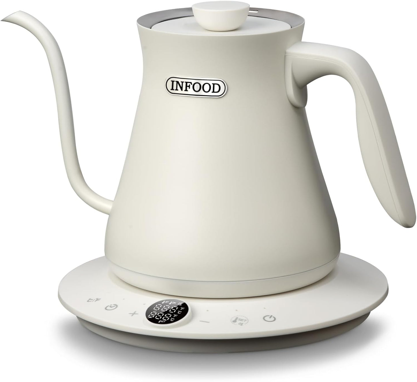 INFOOD 0.8L Gooseneck Electric Kettle, Precise Temperature Control for Pour Over Coffee & Tea, 1200W Fast Boiling Water, Auto Shut Off, Scheduling, Stainless Steel, Floral Painted Design