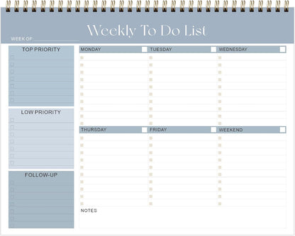 Weekly To Do List Notepad, Undated Planner with 52 Sheets (8.5''x11'') | Desk Accessories and Supplies, Women & Man, Home School & Work