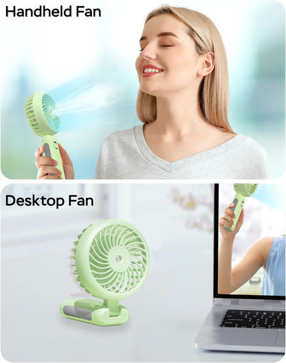 Portable Handheld Misting Fan, USB Rechargeable, Foldable with Water Tank, 3 Speeds, for Travel and Outdoors (purple)