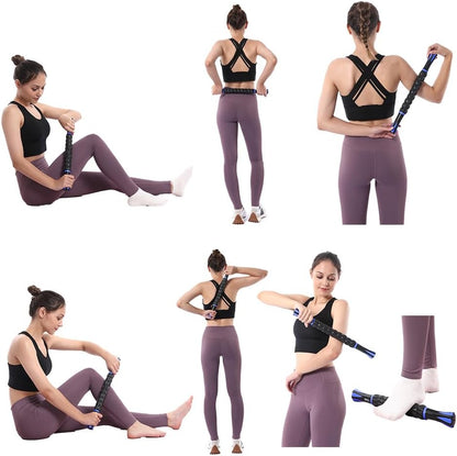 Muscle Roller Massage Roller Stick- Deep Tissue Fascia Blaster for Myofascial Pain Relief, Lymphatic Drainage & Body Sculpting, Handheld Physical Therapy & Recovery Tool (Pink black-18 inch)