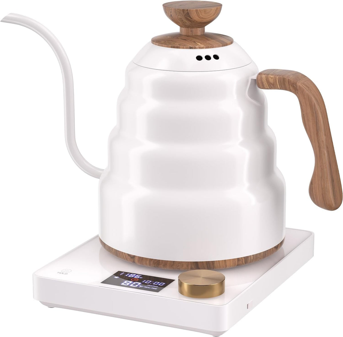 Electric Gooseneck Kettle, 30oz/0.9L Intelligent Temperature Control, Quick Heating, 304 Stainless Steel for Pour Over Coffee, Brew Tea, Boil Hot Water, 1000W （Black）