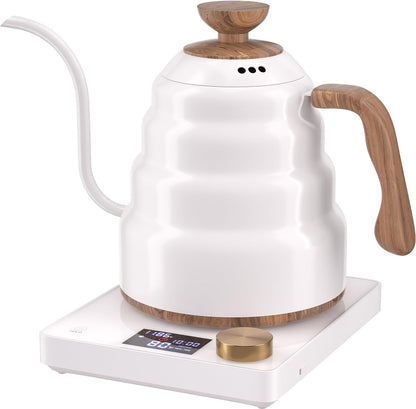 Electric Gooseneck Kettle, 30oz/0.9L Intelligent Temperature Control, Quick Heating, 304 Stainless Steel for Pour Over Coffee, Brew Tea, Boil Hot Water, 1000W （Black）